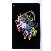 Grim Reaper Riding Rainbow Unicorn Golf Towel