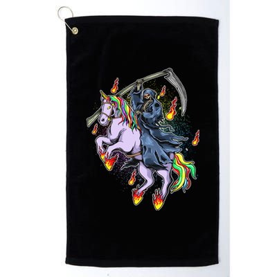 Grim Reaper Riding Rainbow Unicorn Platinum Collection Golf Towel