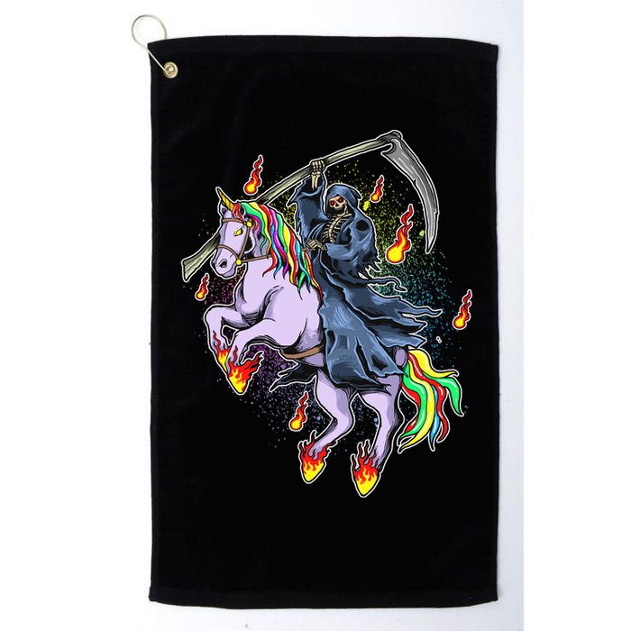 Grim Reaper Riding Rainbow Unicorn Golf Towel