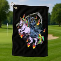 Grim Reaper Riding Rainbow Unicorn Golf Towel