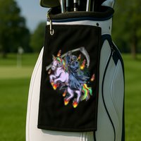 Grim Reaper Riding Rainbow Unicorn Golf Towel