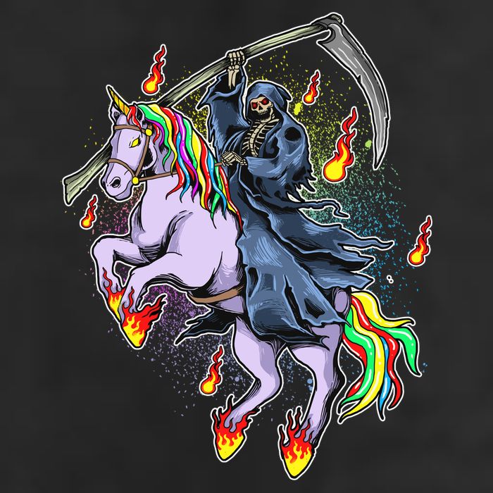 Grim Reaper Riding Rainbow Unicorn Golf Towel