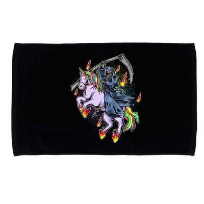 Grim Reaper Riding Rainbow Unicorn Microfiber Hand Towel