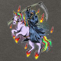 Grim Reaper Riding Rainbow Unicorn Cotton Canvas Backpack