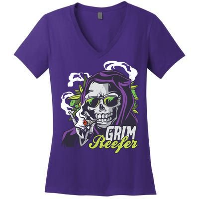 Grim Reefer Women's V-Neck T-Shirt