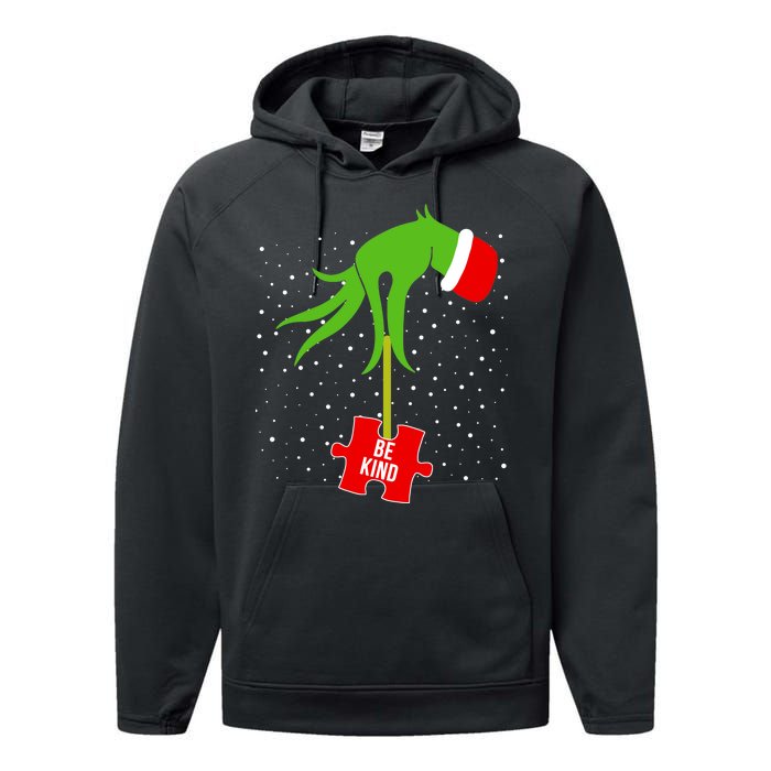 Autism Puzzle Piece Naughty Santa Performance Fleece Hoodie