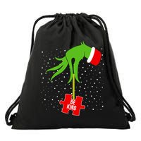 Autism Puzzle Piece Naughty Santa Drawstring Bag