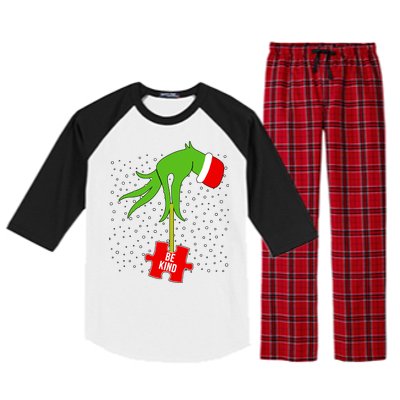 Autism Puzzle Piece Naughty Santa Raglan Sleeve Pajama Set