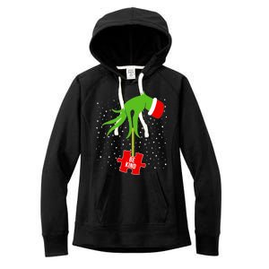 Autism Puzzle Piece Naughty Santa Women's Fleece Hoodie