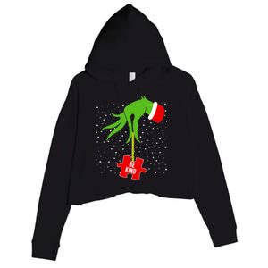 Autism Puzzle Piece Naughty Santa Crop Fleece Hoodie