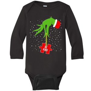 Autism Puzzle Piece Naughty Santa Baby Long Sleeve Bodysuit