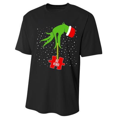 Autism Puzzle Piece Naughty Santa Performance Sprint T-Shirt