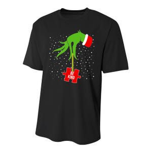 Autism Puzzle Piece Naughty Santa Youth Performance Sprint T-Shirt