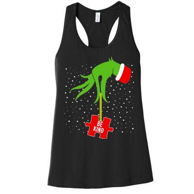 Autism Puzzle Piece Naughty Santa Women's Racerback Tank