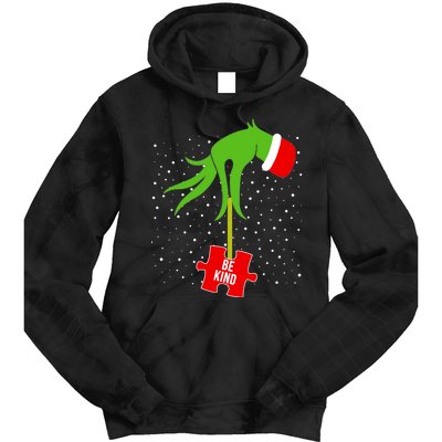 Autism Puzzle Piece Naughty Santa Tie Dye Hoodie