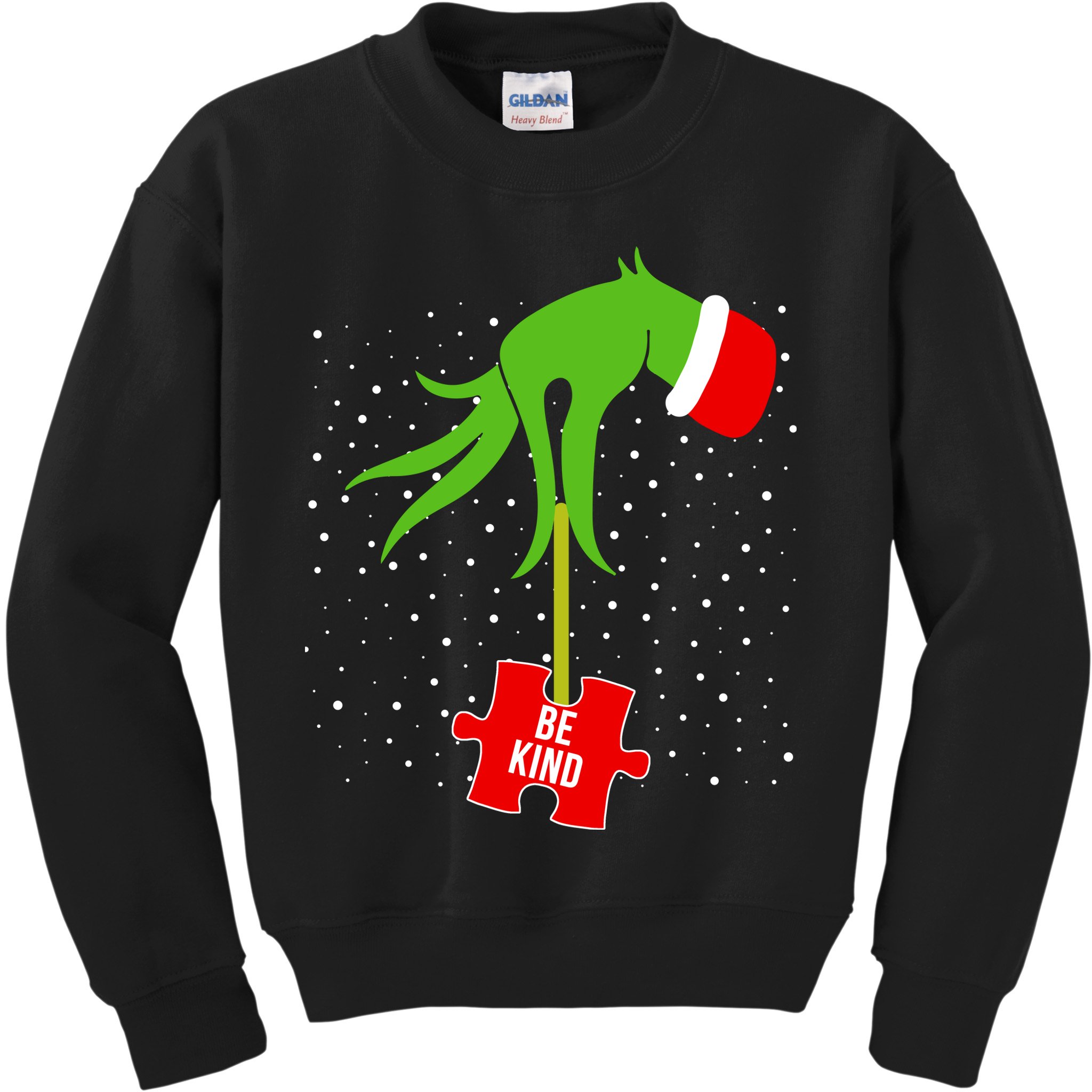 Autism Puzzle Piece Naughty Santa Kids Sweatshirt