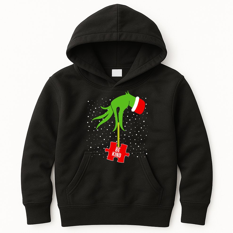 Autism Puzzle Piece Naughty Santa Kids Hoodie