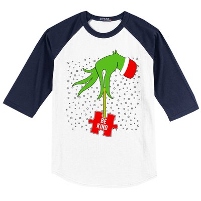 Autism Puzzle Piece Naughty Santa Baseball Sleeve Shirt