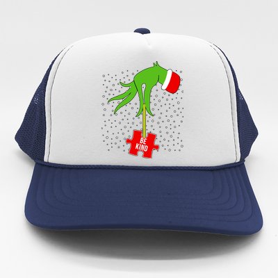 Autism Puzzle Piece Naughty Santa Trucker Hat