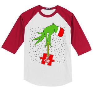 Autism Puzzle Piece Naughty Santa Kids Colorblock Raglan Jersey