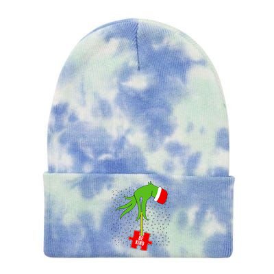 Autism Puzzle Piece Naughty Santa Tie Dye 12in Knit Beanie