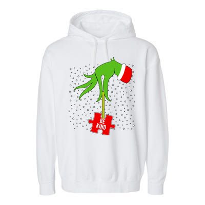 Autism Puzzle Piece Naughty Santa Garment-Dyed Fleece Hoodie