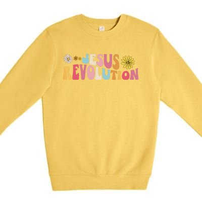 Groovy Retro Jesus Revolution Love Like Jesus Christian Premium Crewneck Sweatshirt