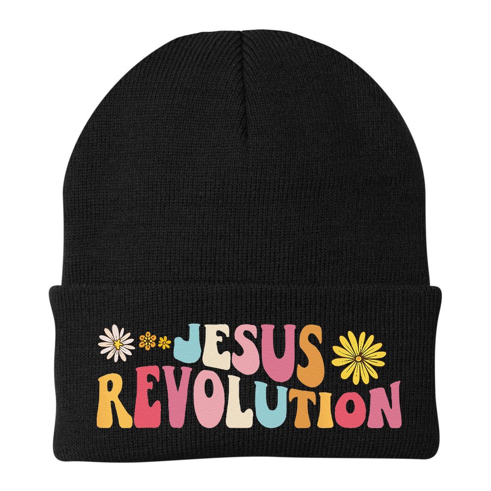 Groovy Retro Jesus Revolution Love Like Jesus Christian Beanie
