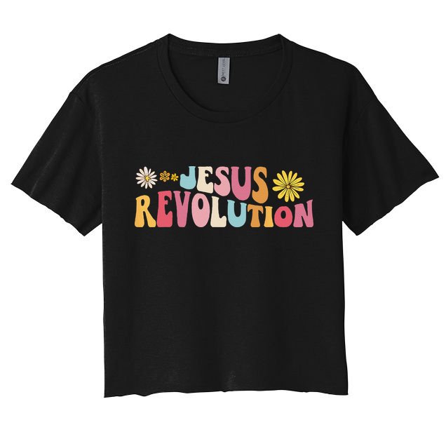 Groovy Retro Jesus Revolution Love Like Jesus Christian Crop Top