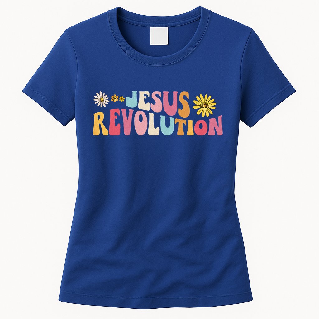 Groovy Retro Jesus Revolution Love Like Jesus Christian Womens T-Shirt