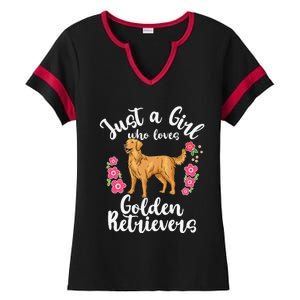 Golden Retriever Just a Who Loves Golden Retrievers Ladies Halftime Notch Neck Tee