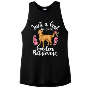 Golden Retriever Just a Who Loves Golden Retrievers Ladies PosiCharge Tri-Blend Wicking Tank