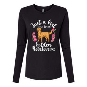 Golden Retriever Just a Who Loves Golden Retrievers Womens Cotton Relaxed Long Sleeve T-Shirt