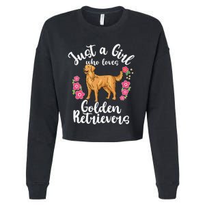 Golden Retriever Just a Who Loves Golden Retrievers Cropped Pullover Crew