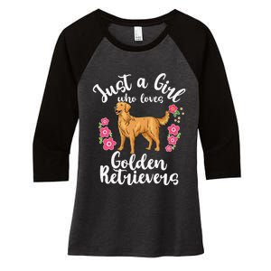 Golden Retriever Just a Who Loves Golden Retrievers Women's Tri-Blend 3/4-Sleeve Raglan Shirt