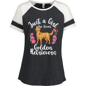 Golden Retriever Just a Who Loves Golden Retrievers Enza Ladies Jersey Colorblock Tee