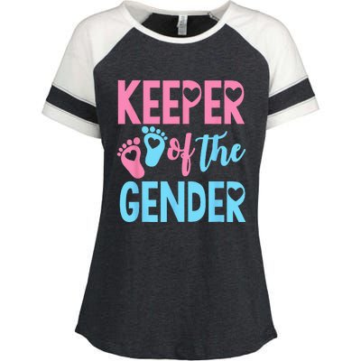 Gender Reveal Keeper Of The Gender Gender Reveal Enza Ladies Jersey Colorblock Tee