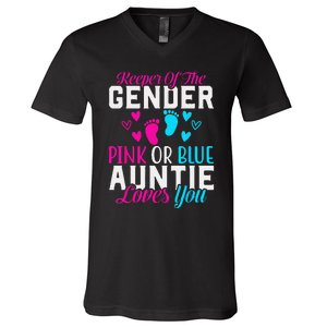 Gender Reveal Keeper of the Gender Funny Auntie Gender V-Neck T-Shirt