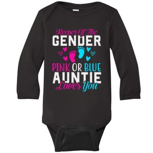 Gender Reveal Keeper of the Gender Funny Auntie Gender Baby Long Sleeve Bodysuit