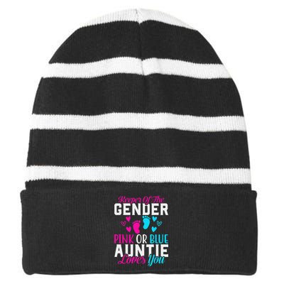 Gender Reveal Keeper of the Gender Funny Auntie Gender Striped Beanie with Solid Band