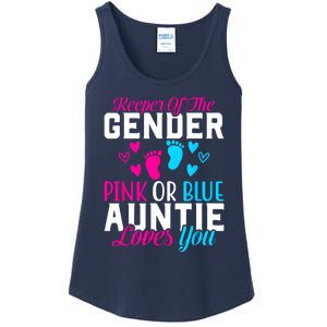 Gender Reveal Keeper Of The Gender Funny Auntie Gender Ladies Essential Tank