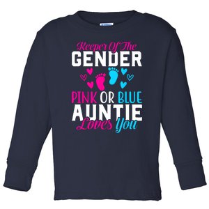 Gender Reveal Keeper Of The Gender Funny Auntie Gender Toddler Long Sleeve Shirt