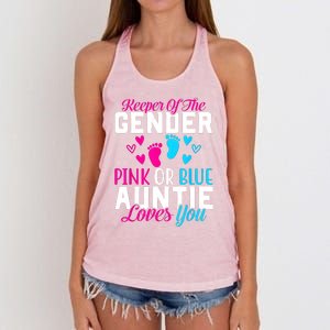 Gender Reveal Keeper Of The Gender Funny Auntie Gender Women's Knotted Racerback Tank