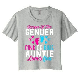 Gender Reveal Keeper Of The Gender Funny Auntie Gender Women's Crop Top Tee