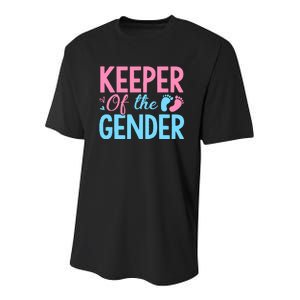 Gender Reveal Keeper Of The Gender T Gender Reveal Youth Performance Sprint T-Shirt