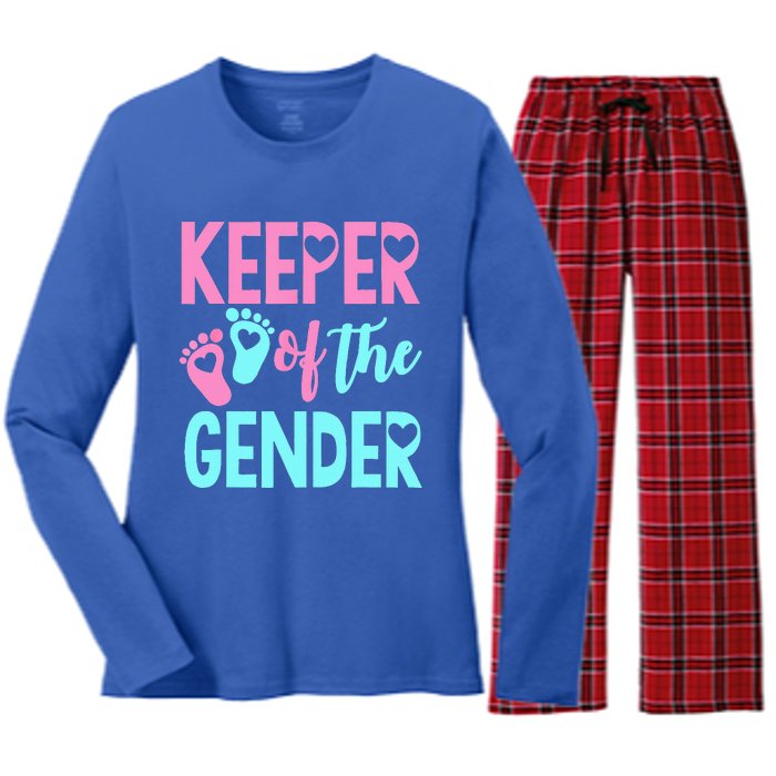 Gender Reveal Keeper Of The Gender Gender Reveal Women's Long Sleeve Flannel Pajama Set 