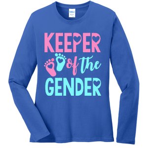 Gender Reveal Keeper Of The Gender Gender Reveal Ladies Long Sleeve Shirt