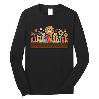 Groovy Retro Kindergarten Vibes Back To School Teachers Long Sleeve Shirt