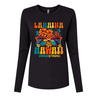 Groovy Retro Lahaina Pray For Maui Hawaii Strong Funny Womens Cotton Relaxed Long Sleeve T-Shirt