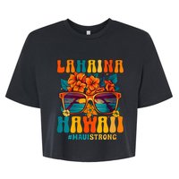 Groovy Retro Lahaina Pray For Maui Hawaii Strong Funny Bella+Canvas Jersey Crop Tee